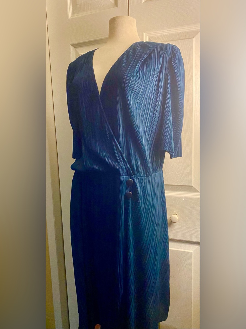 ASOS Teal Pleated Wrap Mini Dress